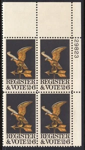 US #1344 6¢ Register & Vote UR Plate Block MNH - Picture 1 of 1