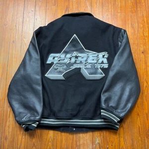 Avirex Varsity Wool Leather Jacket Mens 3XL Black Snap Button Full Zip New York - Picture 1 of 12