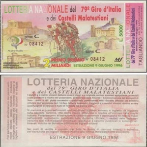 BIGLIETTO LOTTERIA GIRO D'ITALIA - ITALIA 1996 + TAGLIANDO "PERFETTO" - Picture 1 of 1