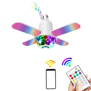 Smart LED Ceiling Light Dimmable Fan Lamp Bluetooth APP+Remote Music Speaker RGB - Picture 1 of 14