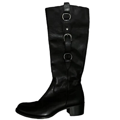 $595 AGL Attilio Giusti Leombruni Cuero Gamuza Botas de Montar Negras Altas Talla 5.5 Foto 1 de 4