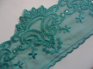 Elegante Spitze elastisch Borte Turkis grün Breit 11,5cm - Picture 1 of 3