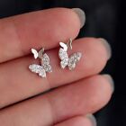 Fashion Women 925 Sterling Silver Jewelry Earrings Crystal Simple Butterfly Stud
