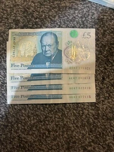 Ak 47 Serial number £5 Note Polymer 5 Five Pound Note - Bild 1 von 1