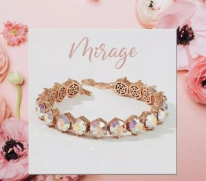 Park Lane MIRAGE Honeycomb Aurora Borealis Rose Goldtone Impression Bracelet Ltd - Picture 1 of 3