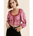 Free People Dare Me Velvet Cropped Blouse Pink Size Xs 1105