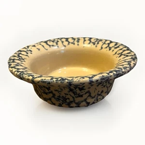 Spongeware Blue Rim 6” Soup Bowl by Robinson Ransbottom Roseville, OH #1116 RPP - Picture 1 of 6