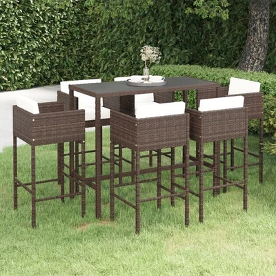Gartenbar Set mit Kissen Poly Rattan Barhocker Bartisch mehrere Auswahl vidaXL - Bild 1 von 4
