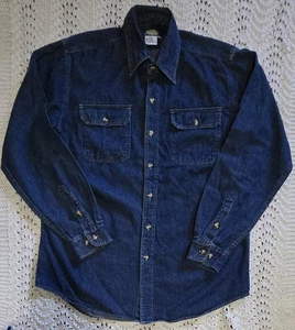 Vintage Cabela's Mens Sz L Tall Shirt Denim Button Up Blue Flap Pockets  - Picture 1 of 15