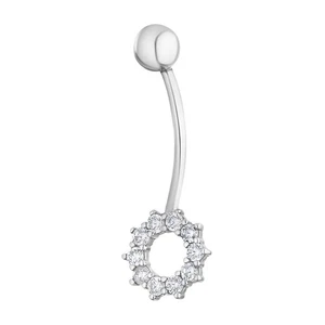 Piercing Körperschmuck Bauchpiercing 925 Silber Zirkonia Steine Echtschmuck - Picture 1 of 3