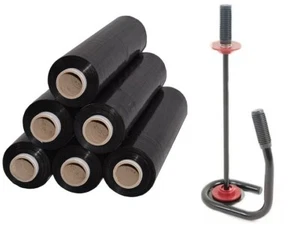 Profi Abroller Premium Black + 6 Rollen 2,5 kg Stretchfolie 23 my (schwarz) - Bild 1 von 6