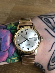 Gold Plated Dreffa Geneve 17 Jewel Incabloc Swiss Date Window Wristwatch SPARES - Picture 1 of 7