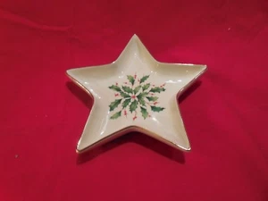 Lenox 24K Gold trimmed "Holiday" 7 1/2" Christmas Star BonBon/Candy Dish - Picture 1 of 4