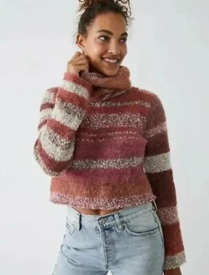 全新带标签 108 美元 Free People My Girl 高领毛衣 Sunburst 组合羊毛混纺 M — 第 1/4 张图片