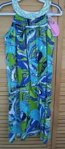 HAVEN GIRL nwt Aqua Blue & Green Floral Swing Dress~Girl's Size L~14~NEW~ - Picture 1 of 2
