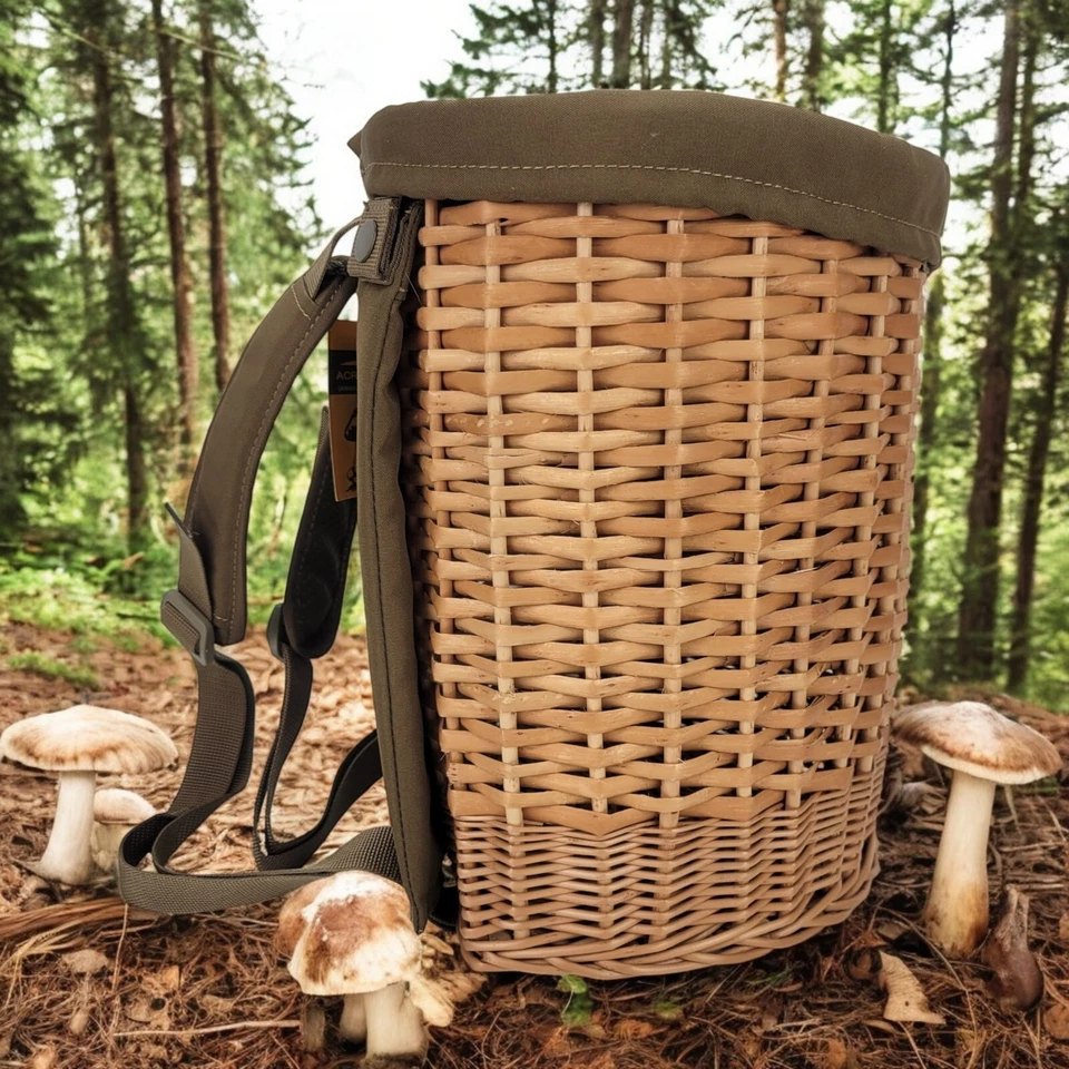 Mochila para recoger setas cesta grande de mimbre para forrajeo, mochilas de caza Foto 1 de 4