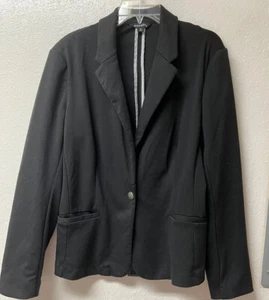 George black padded shoulders lined faux pockets long sleeve buttoned jacket 18 - Picture 1 of 3
