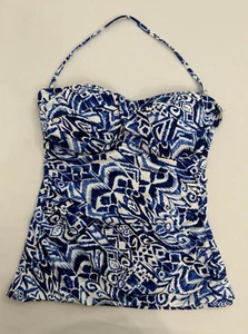 Neu ohne Etikett Lauren Ralph Lauren Gr. 10 Neckholder-Tankini Schwimmen/Baden Oberteil Anzug blau weiß - Bild 1 von 8