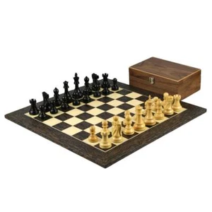 Tiger Ebony Chess Set 20 Inch With Weighted Ebonised Staunton Reykjavik Chess Pi - Picture 1 of 10