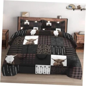 Size Comforter Set with 2 Pillowcases, Highland Cow Animal 3 Pcs King Multi 31 - Picture 1 of 7