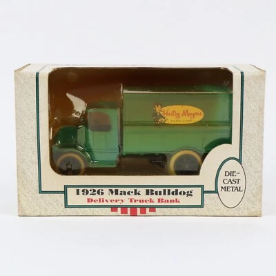 1989 Heilig-Meyers ERTL '1926 Mack BullDog Delivery'Green/yellow Truck Coin Bank - Image 1 of 4