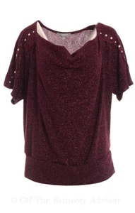 Suéter metálico cuello capucha vino jazz talla grande 1X colección NY para damas - Imagen 1 de 3