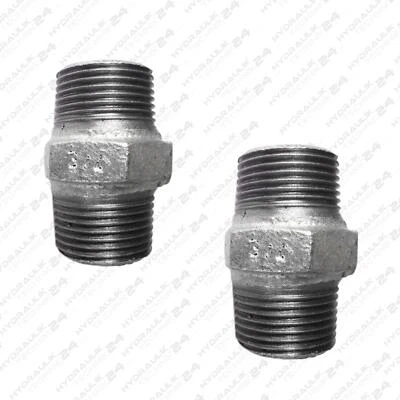 HYRDRAULIKTECHNIK24 GMBH Fitting verzinkt Temperguss Doppelnippel beidseitig konisches Außengewinde