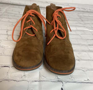 Cole Haan Boys Chukka Boots Brown Suede Size 3 Tan w/Orange Laces