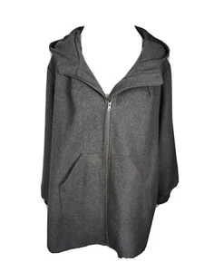 Woman Within Sz 1X Gray Wool Blend Hooded Med Weight Coat SH1 - Picture 1 of 14