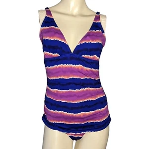 Tommy Bahama Gr. 10 Einteiler Farbstreifen V-Ausschnitt Badeanzug - Bild 1 von 10
