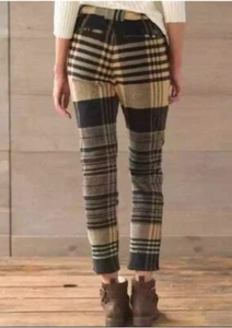 Vintage Women's Woolrich Tan, black, gray blue Plaid Wool blend  Pants  size 12 - Picture 1 of 15