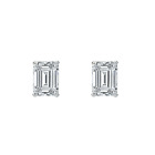 4 Ct Emerald Cut Real Moissanite Solitaire Stud Earrings Solid 14K White Gold