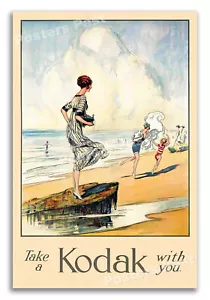 1910 Take A Kodak - Vintage Beach Travel Poster - 24x36 - Picture 1 of 5