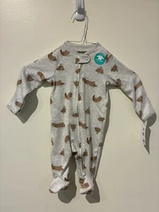 NWT Carter's Child of Mine Gray Otter Baby Layette Sleeper Outfit 0-3M - Picture 1 of 3