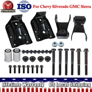 REAR Leaf Spring Hanger Bracket and Shackle Kit for Chevy Silverado GMC Sierra - Picture 1 of 13