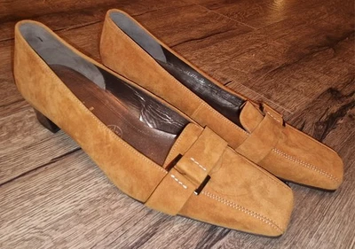 Mujer Marrón Dorado Gabor Moda Zapatos Corte Gamuza Gatito Tacón Talla 6 Foto 1 de 4