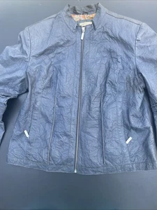 Womens Wilsons Leather Jacket Ykk Moto Grayish Blue Xl - Picture 1 of 14