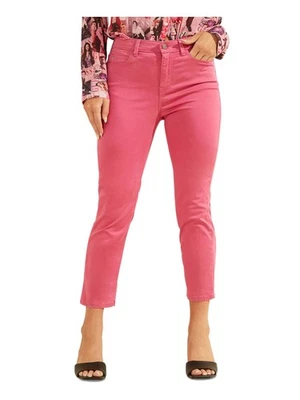 Pantalones de mezclilla ajustados capri de tiro alto con bolsillos elásticos rosas de GUESS para mujer XS Foto 1 de 4