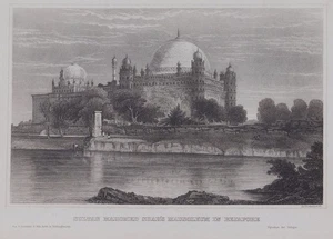 ANSICHT MAUSOLEUM BIJAPUR VIJAYAPURA KARNATAKA INDIEN UM 1860 IN ROTTMANN - Bild 1 von 2