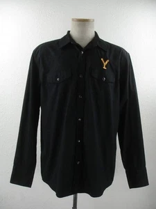 Men's sz L Gibson Yellowstone Black Western Shirt Pearl Snap Shirt Cast Crew NEW - Picture 1 of 19