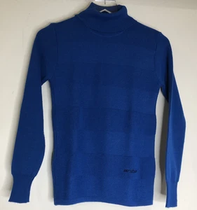 Vintage Anba of Austria Sz XS Chest 30" Royal Blue Turtleneck Wool Ski Sweater - Picture 1 of 16