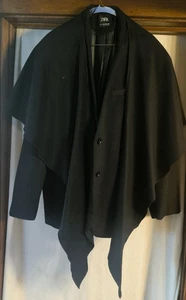 Zara Basic Black Cape Coat/scarf sz. M-L - Picture 1 of 10