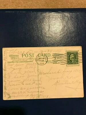 Post stamps 1 C Benjamin Franklin Postcard Merry Christmas, dated 1914 - Image 1 of 3