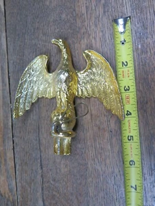 Vintage Eagle Flagpole Topper 5" Gold Bronze Tone Metal Large Eagle - Picture 1 of 5