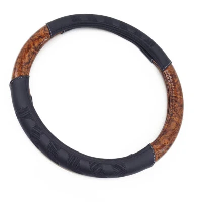 Steering Wheel Cover Car O Shaped Non Slip Leather Protector Peach Wood Pattern - Image 1 of 4