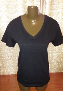 NWT Brave Soul London Womens Black Short Sleeve V Neck Shirt sz Small - Picture 1 of 2