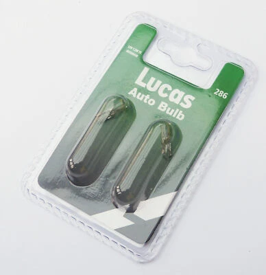 Pair Lucas T5 286 Dash / Instrument Panel Gauges Car Bulbs LLB286, 12v 1.2w  - Image 1 of 2