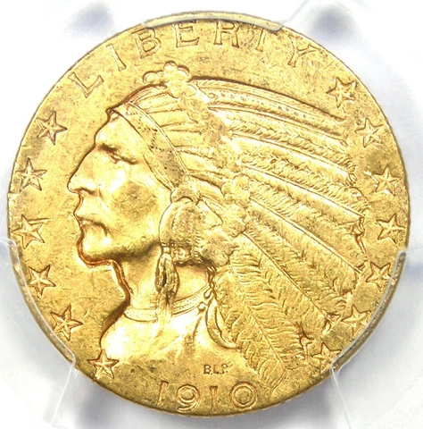 1910-S Indian Gold Half Eagle $5 Coin - PCGS AU58 - Rare Date - $1,500 Value Cover