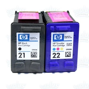 2 Genuine HP 21/22 Black-Color Ink J3640 J3680 D1320 D1360 F335 F2110 F380 F350 - Picture 1 of 2