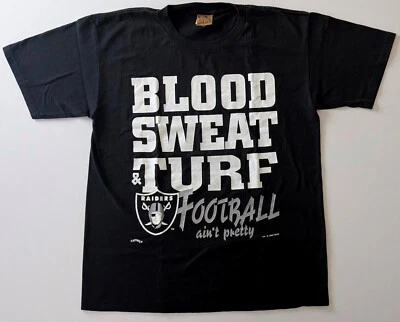 Vintage Nutmeg 1994 Los Angeles Raiders NFL Blood Sweat Turf Tee - Men's Size Lg - Image 1 of 3